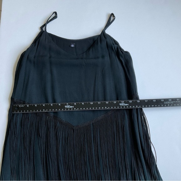 Design Lab Lord & Taylor Dress Small Black/Green  Fringe Mini Oversized Y2K - Picture 6 of 8